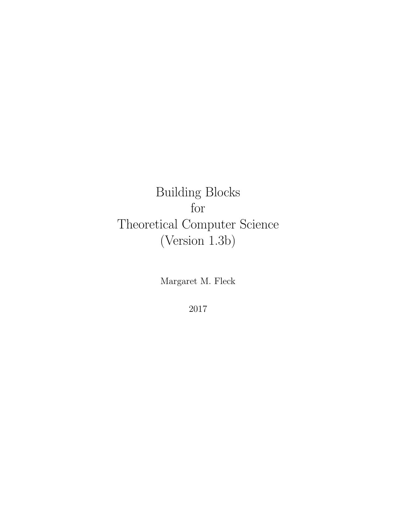 Building Blocks for Theoretical Computer Science