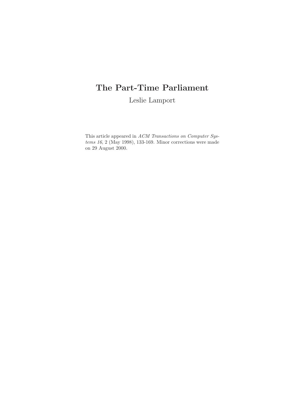 The Part-Time Parliament